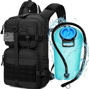 1050D Tactical Hydration Backpack with 3L TPU Water Bladder, Military Molle Water Backpack Perfect for Men & Women, Hydration Pack for Hiking, Biking, Running, Climbing, Hunting, Daily Use