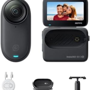 Insta360 GO 3S – 128 GB Black 4K Tiny Portable Vlogging Camera, Hands-Free POVs, Mount Anywhere, Stabilization, 140 Min Battery Life, 10m Waterproof, Pet POV